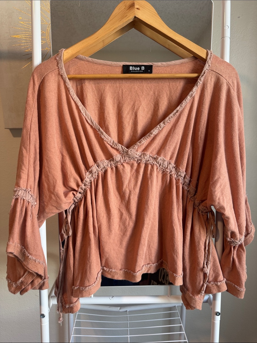 Blue B Women's Rose-Tan Peasant Tunic